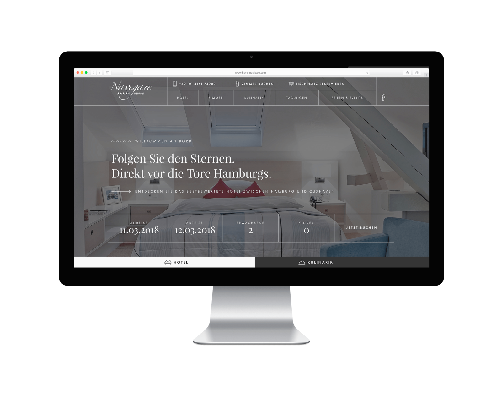 Trendige Website für das Hotel Navigare aus dem Alten Land bei Hamburg