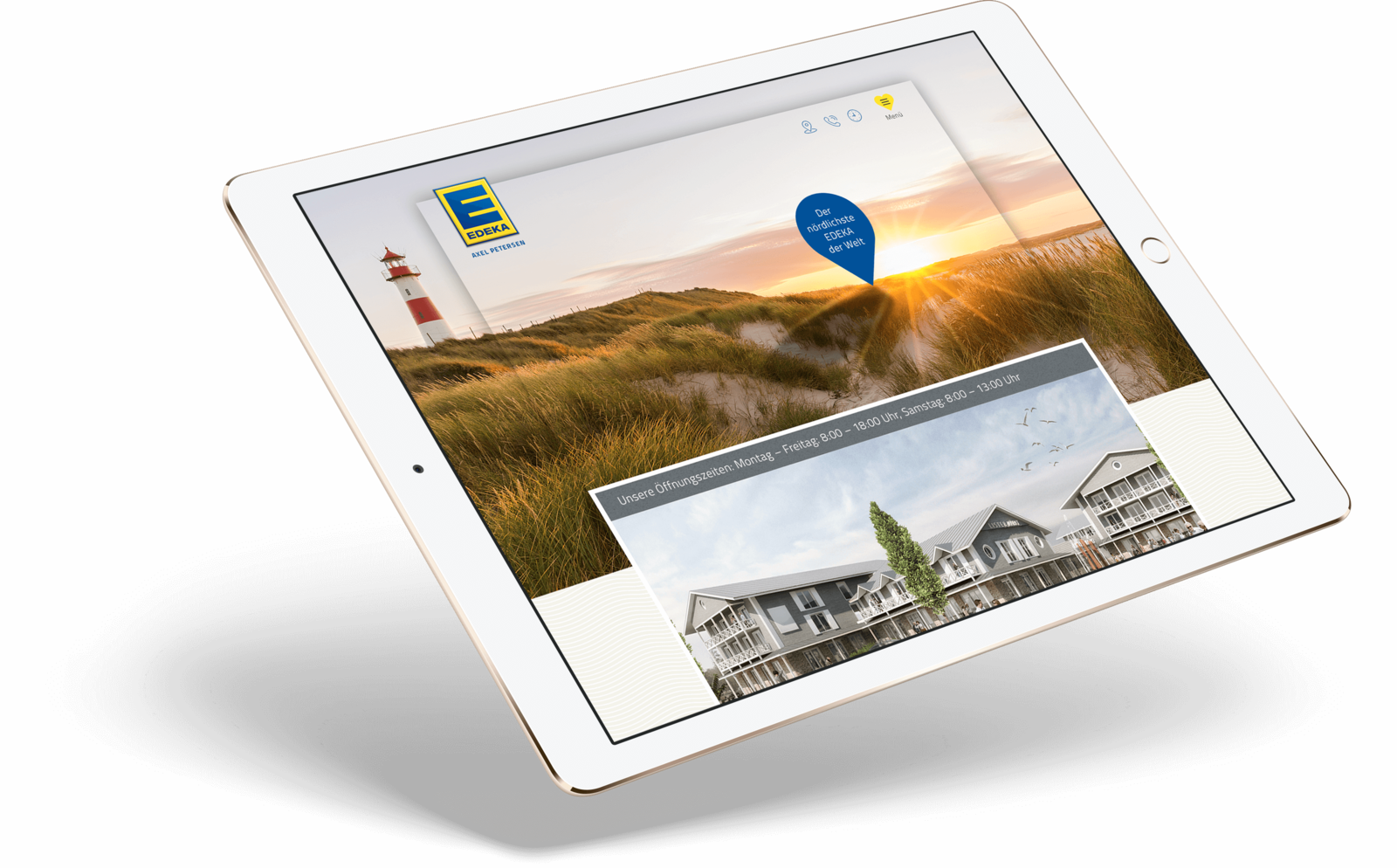 iPad mit Startseite der Homepage von EDEKA List auf Sylt