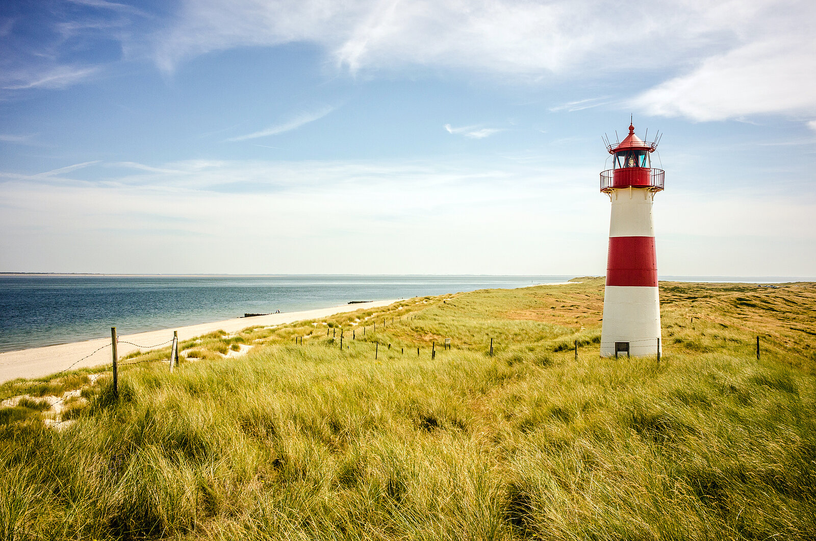Dünenlandschaft mit Lister Leuchtturm auf Sylt und Meer