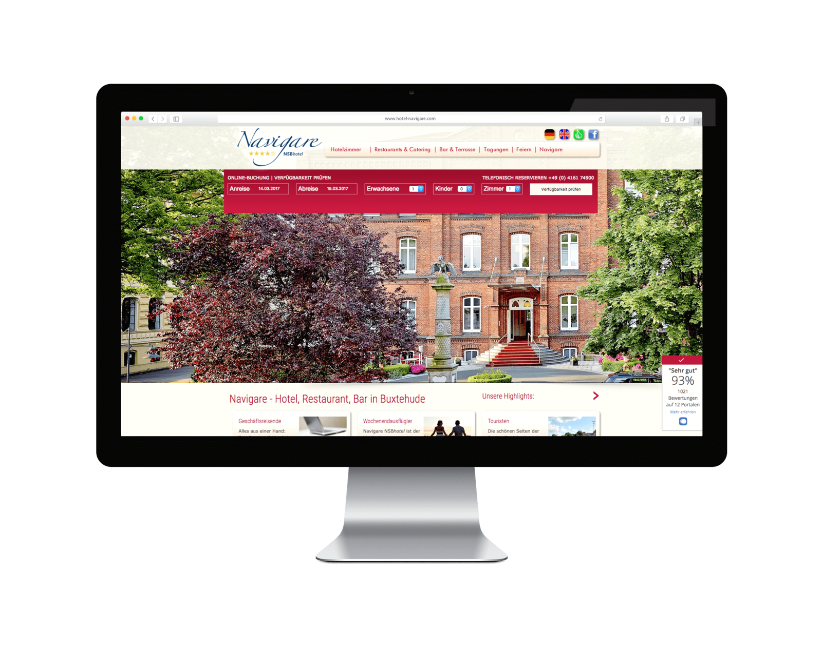Im Vergleich zur neuen, modernen Website wirkt die vorherige Website altmodisch